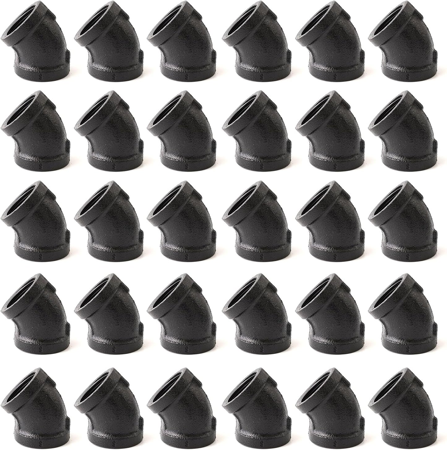 Codo negro 1pulg 45grados hierro fundido set 30 conectores