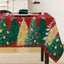 Mantel navideño rojo con árbol y copos de nieve lavable