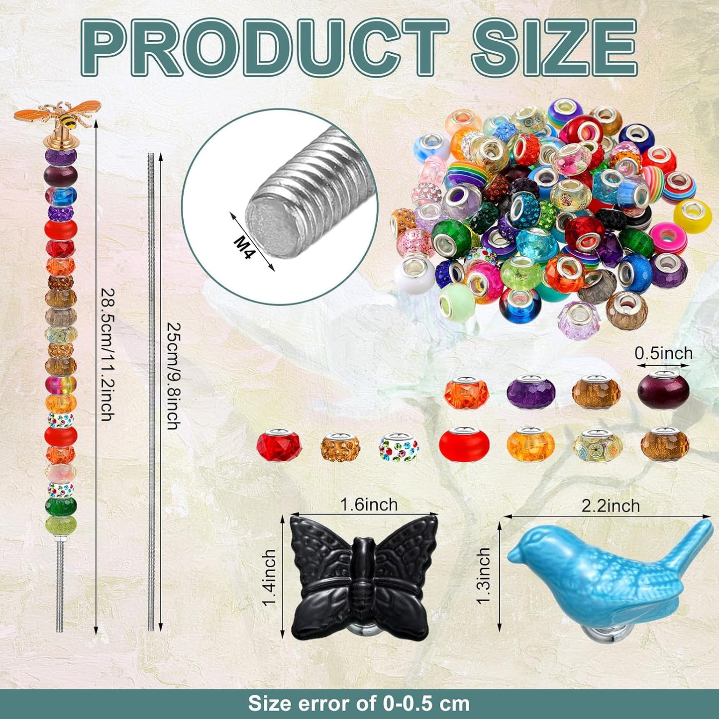 236 Pzas Estaca Jardín DIY Varas Hadas 12 Tapones Cristal