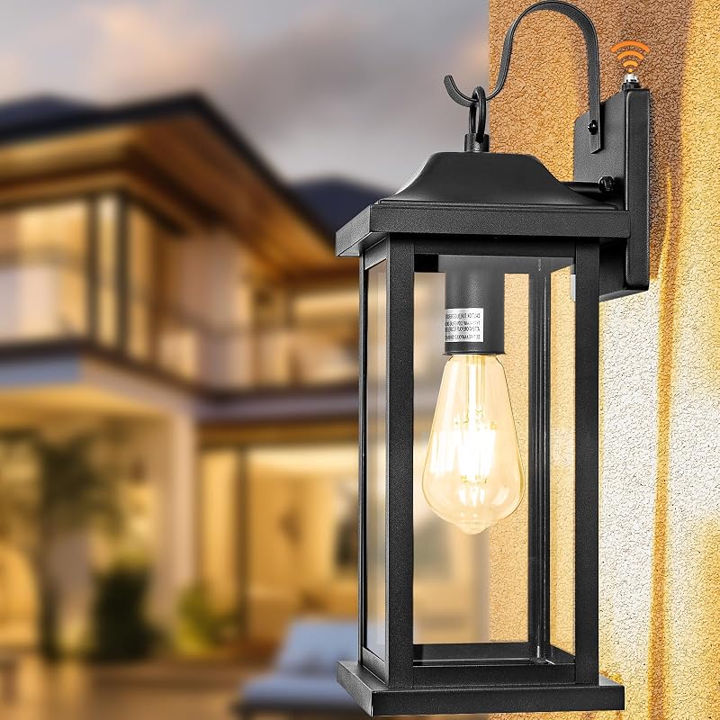 Farol pared exterior sensor atardecer 17pulg vidrio templado
