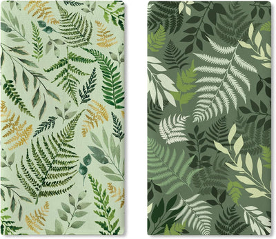 Toalla de cocina vintage con plantas de helecho hojas verdes