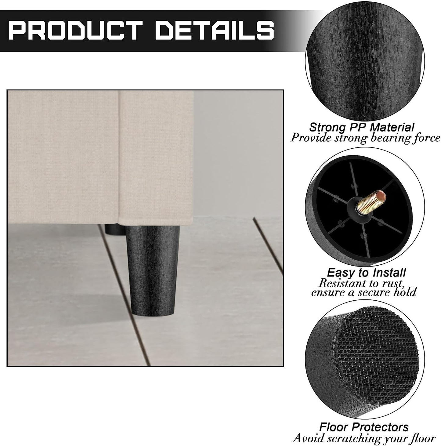 16 Pzas Patas Muebles Plástico 4pulg T M8
