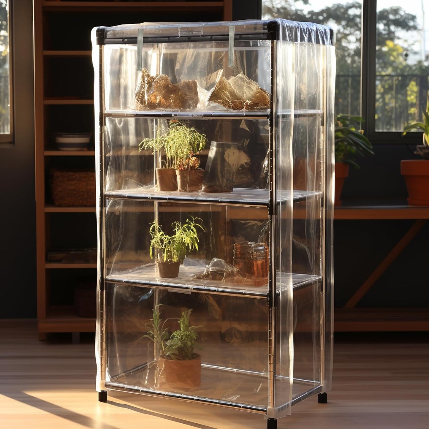 Cubierta estante PVC transparente con cremallera 36x14x54