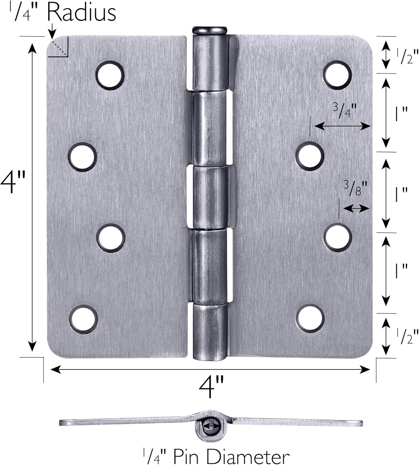Bisagras puerta interior 4x4pulg acero cromo cepillado set 6