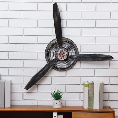 Hélice avión metal decoración pared reloj vintage 29.5x26.4pulg