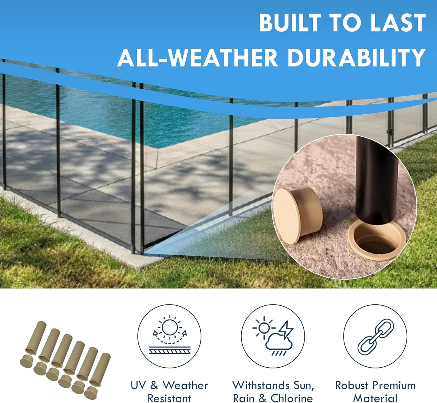 Fundas valla piscina tapas cubierta 6 pzas 1" ajustable