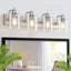 Apliques pared baño níquel cepillado 4 luces vidrio