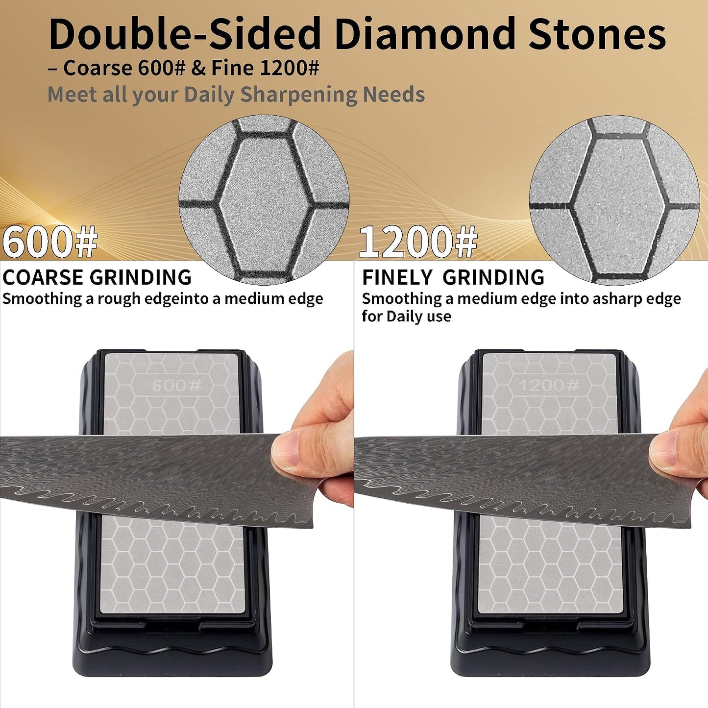 Piedra diamante doble cara para afilar cuchillos y tijeras