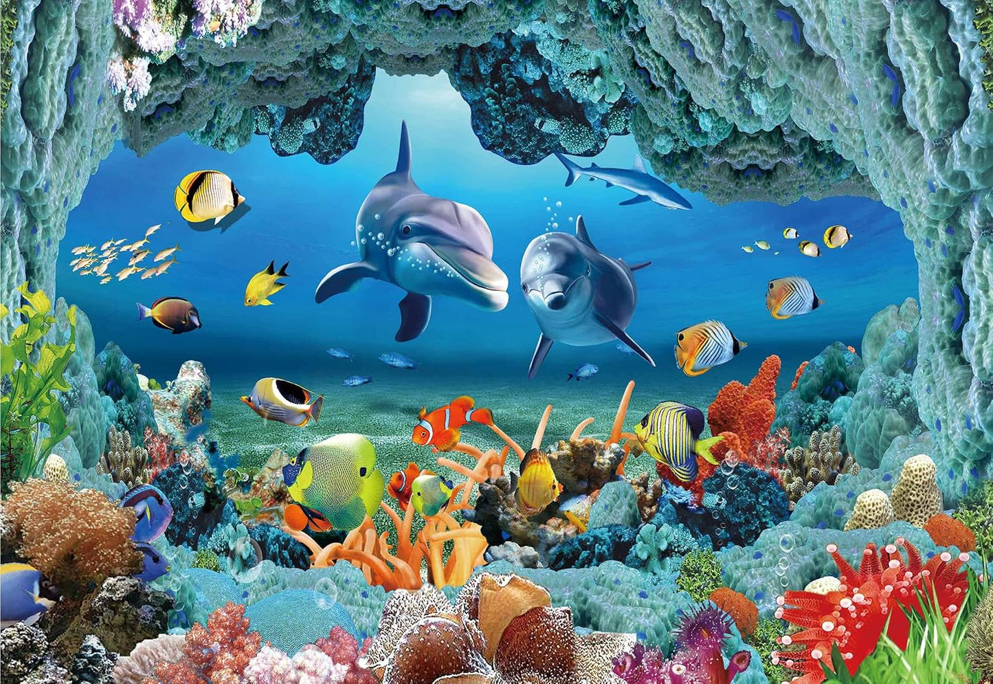 Papel pintado 3D delfín grande para sala dormitorio