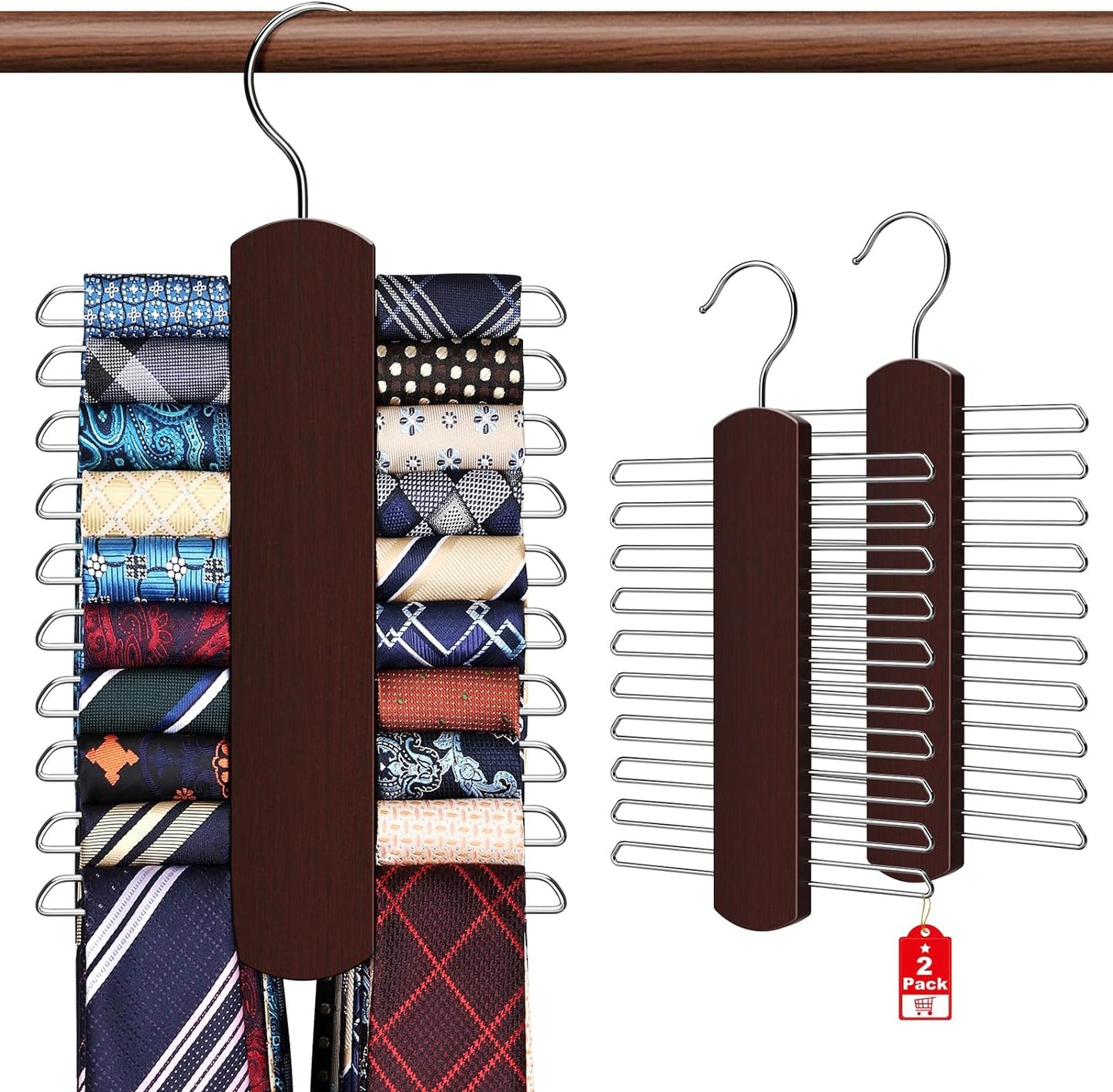 Organiz. corbatas madera giratorio 360° para 40 corbatas