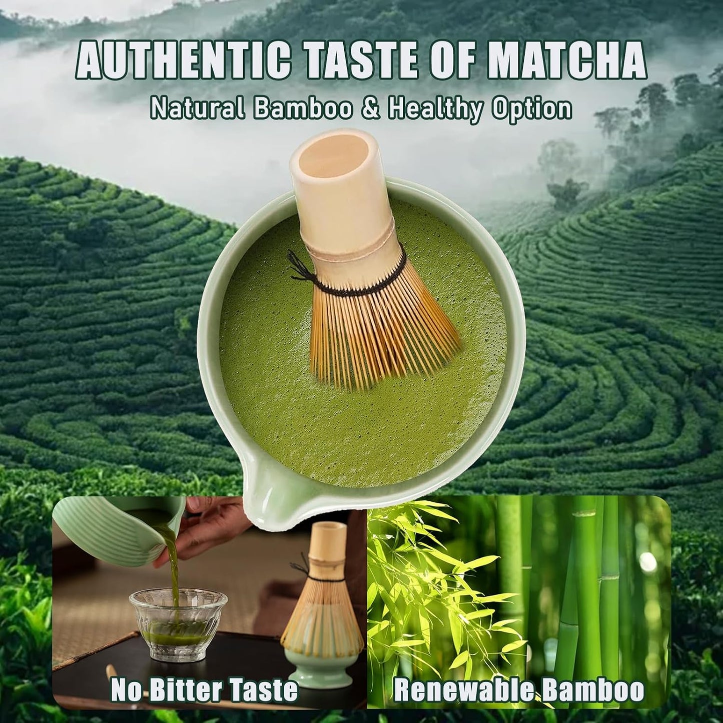 Juego batidor matcha cuenco soporte cuchara regalo hogar cocina