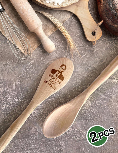 2 Cucharas Madera Grabadas Regalo Cocina
