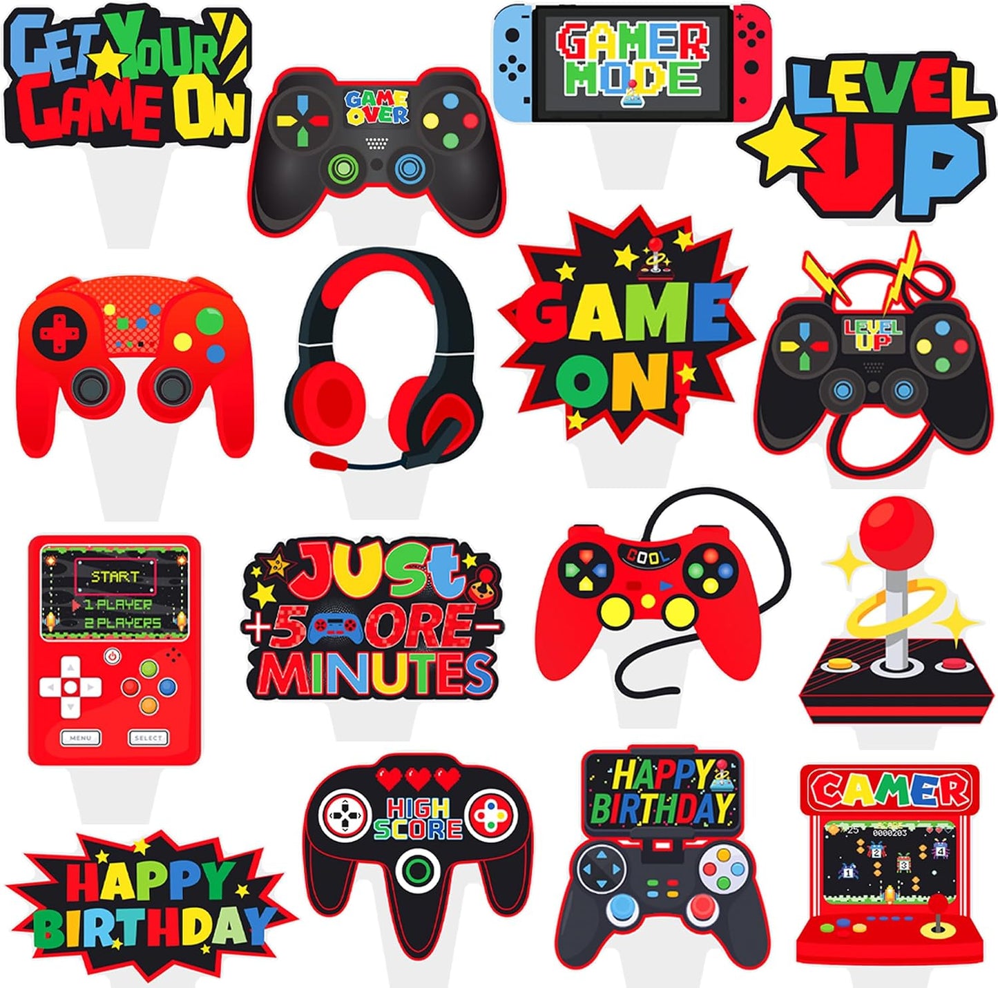 48 Adornos Rojos Cupcakes para Jugadores Videojuegos