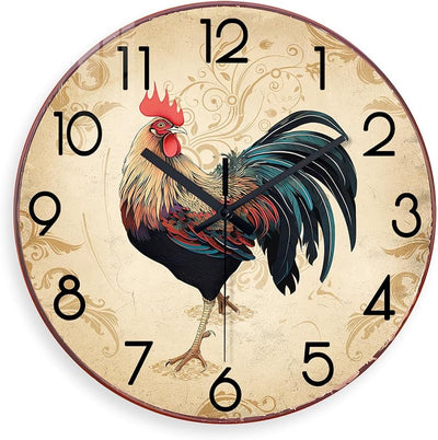 Reloj pared redondo rústico 12pulg cocina sala marrón