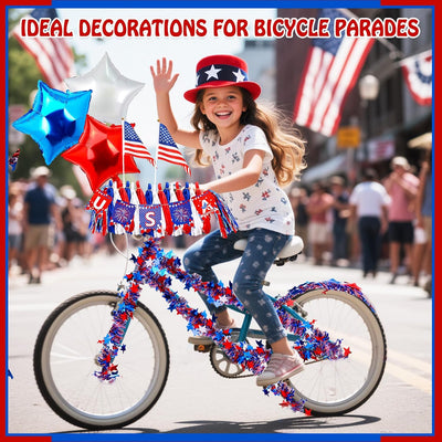 Kit decoración bicicleta 4 de Julio banderas globos