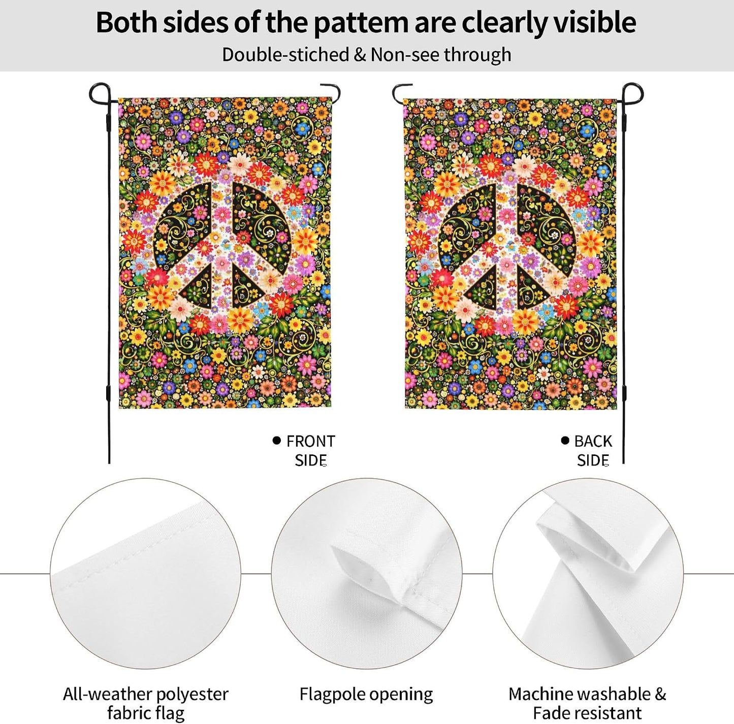 Bandera jardín flores de la paz 12x18pulg doble cara