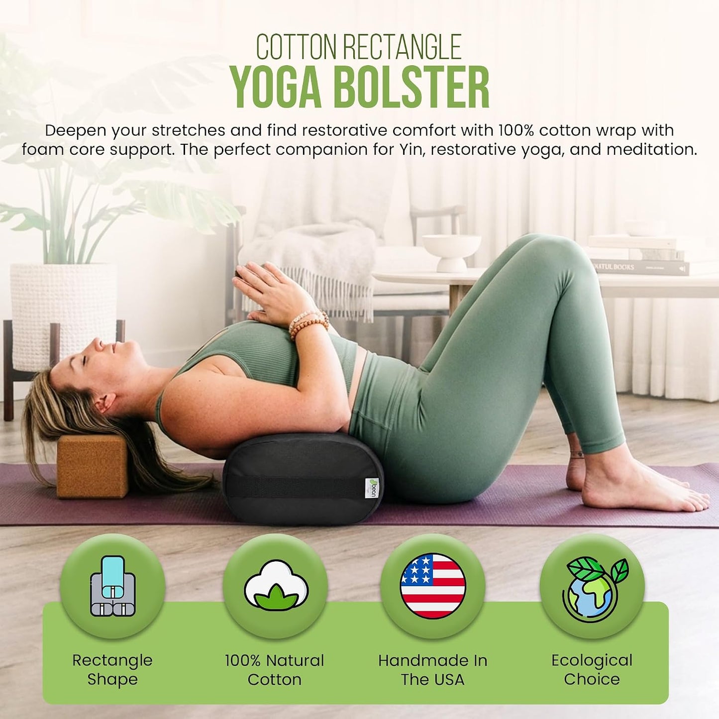 Cojín yoga con relleno algodón soporte suave y firme