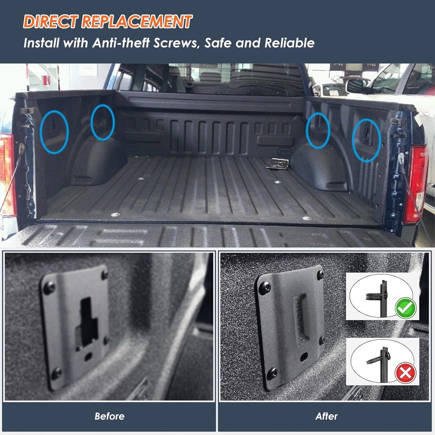 4 Pzas Placas Anclaje Boxlink E Port para Ford Raptor 15-25