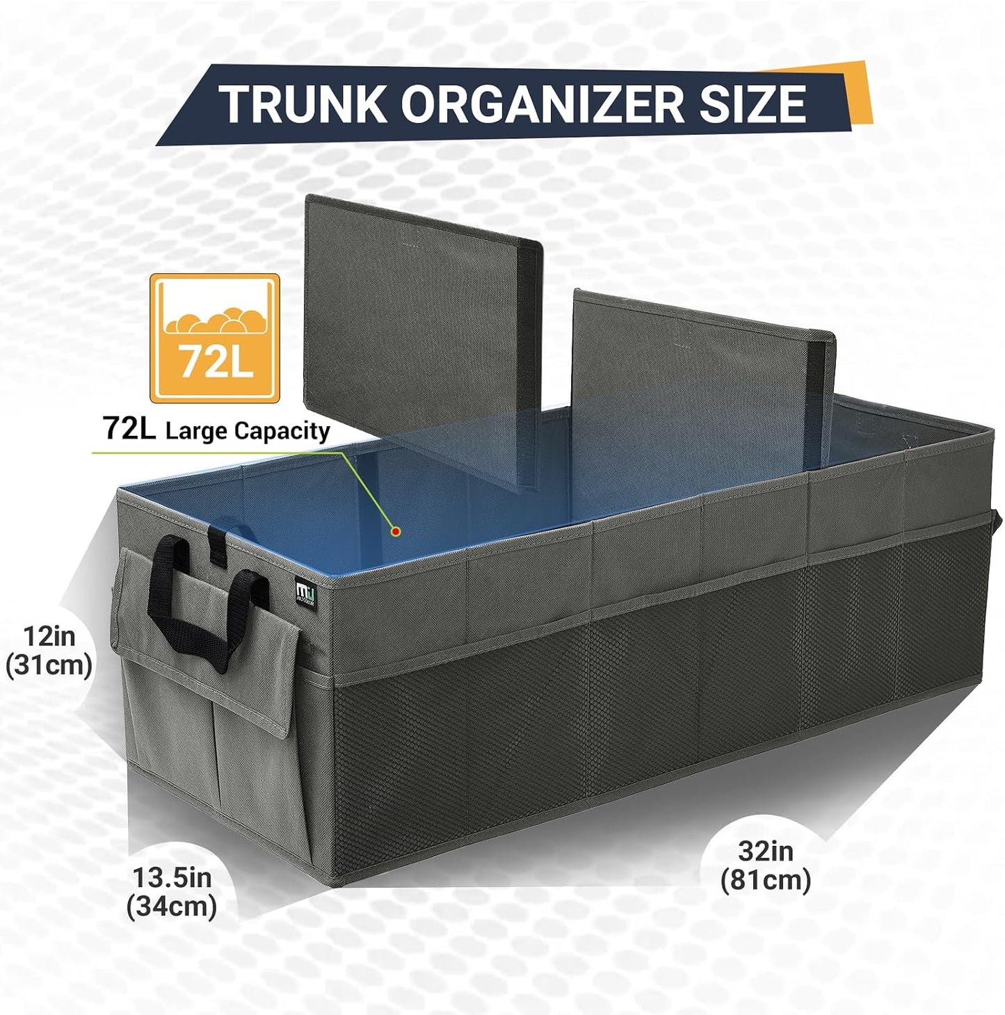 Organiz. maletero auto 12 bolsillos antiderrap plegable