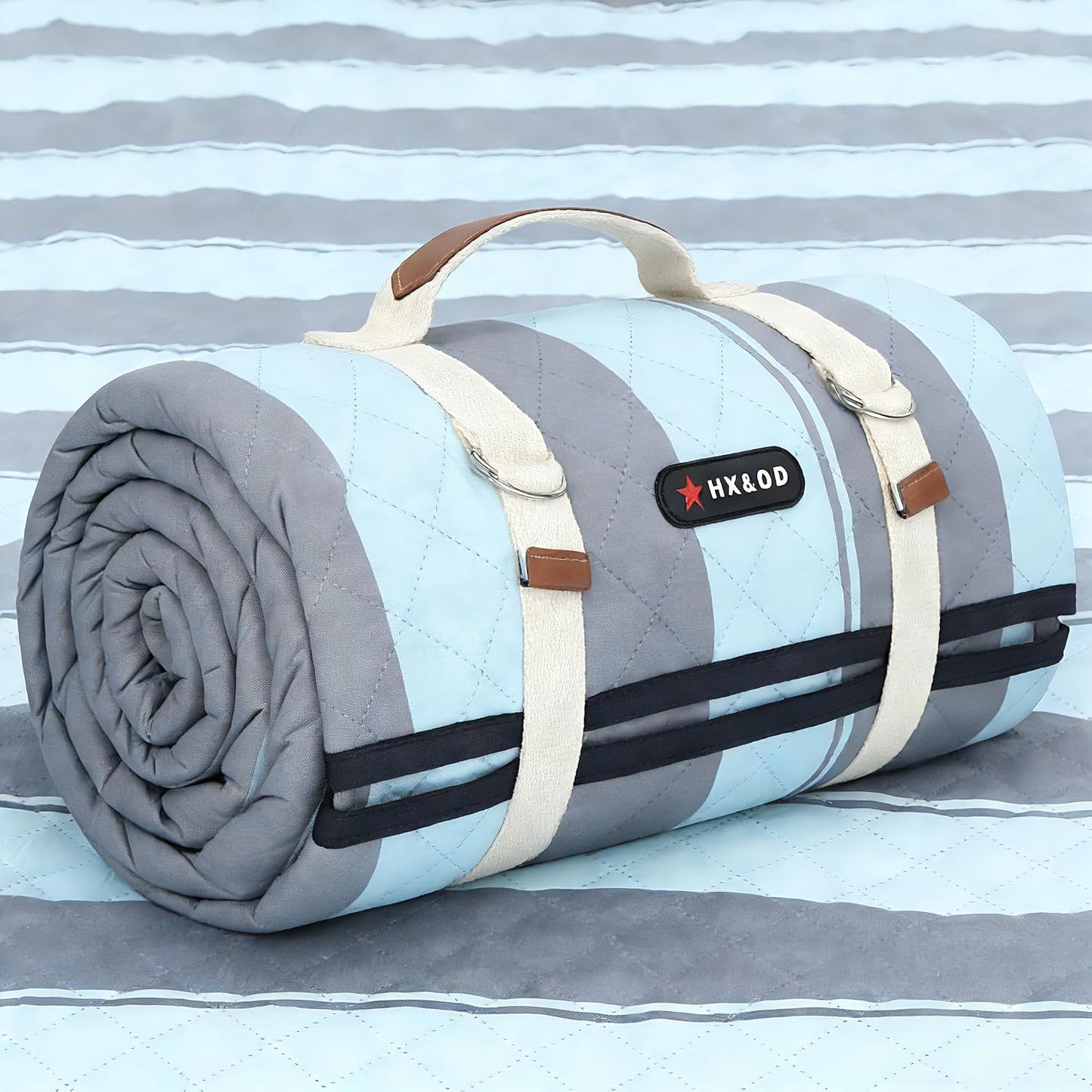 Manta picnic 80x80" impermeable plegable gris y verde