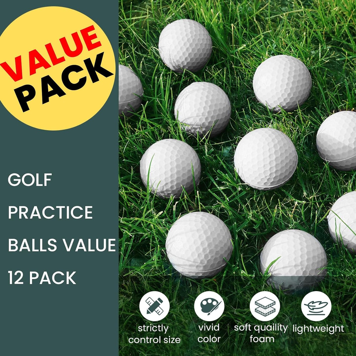 Pelotas golf espuma colores set 12 24 50 unidades