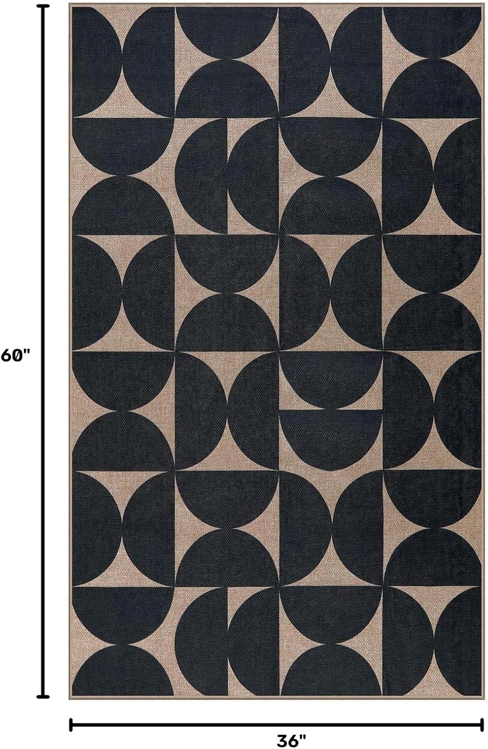 Alfombra Yute Geométrica 3x5ft Lavable para Interior
