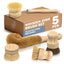 Set 5 cepillos bambú para platos con cerdas suaves y rígidas