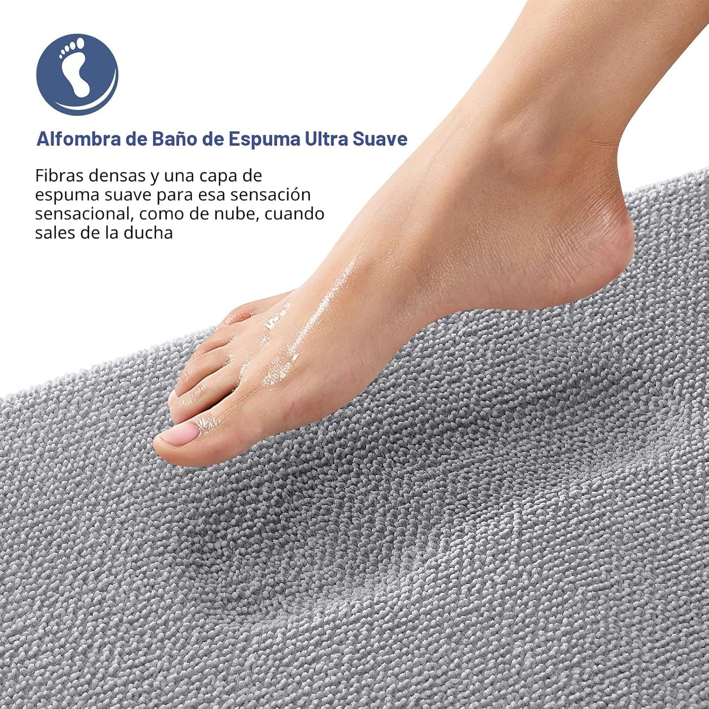 Tapete espuma viscoelástica baño 30x20pulg gris
