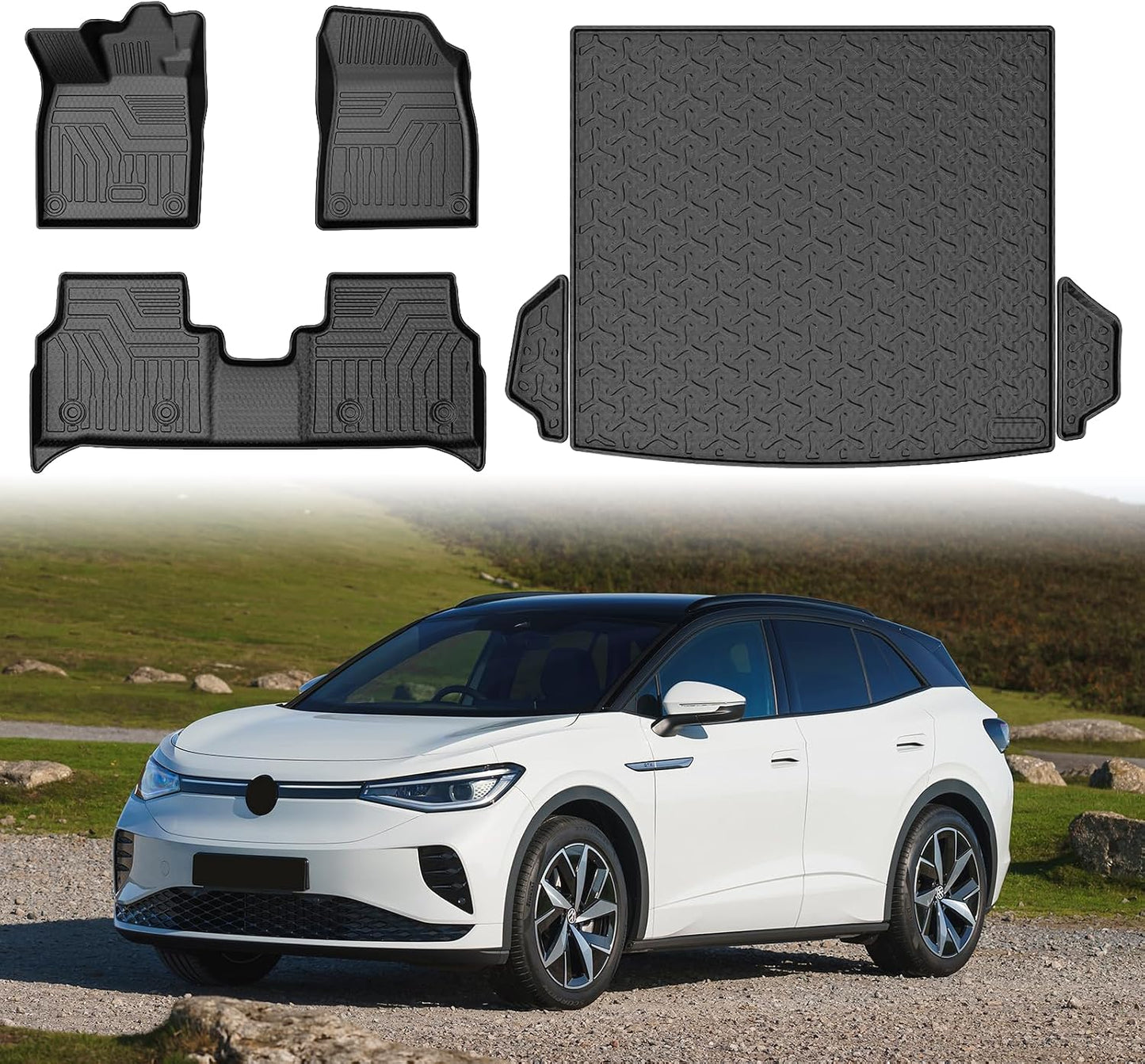 Alfombras piso VW ID.4 21-25 impermeables negro