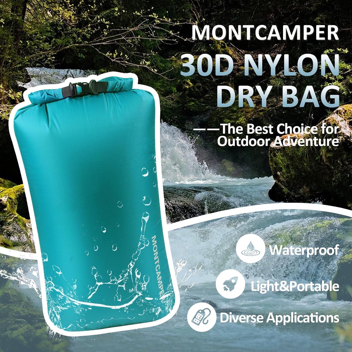 Bolsa impermeable nylon 30D 35L para caminatas camping