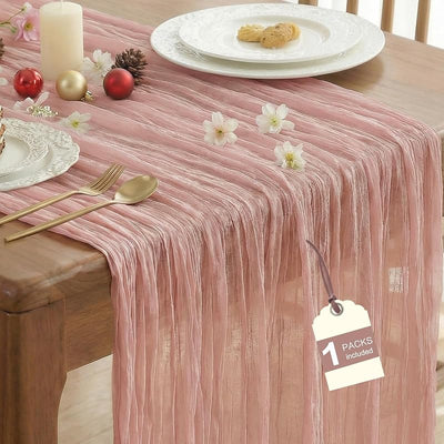 Camino mesa gasa 10ft color rosa polvoriento bohemio decoración