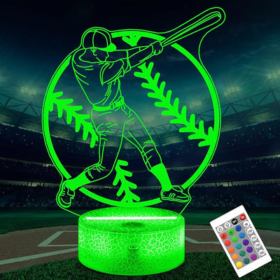 Lámpara 3D béisbol con control 16 colores para niños