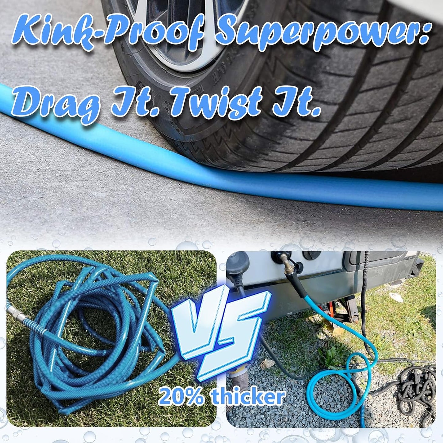Manguera agua autocaravana 35ft 5/8" resistente