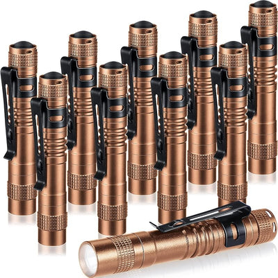 10 Pzas Linterna LED con Bolígrafo Clip Regalo Padre Marrón