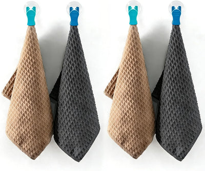 Paquete de 4 toallas microfibra gofre 12 x 12 pulgadas con ganchos para cafetera expreso