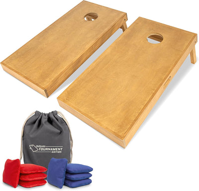 Set tablas cornhole 4x2ft con 8 puf torneo natural o marrón