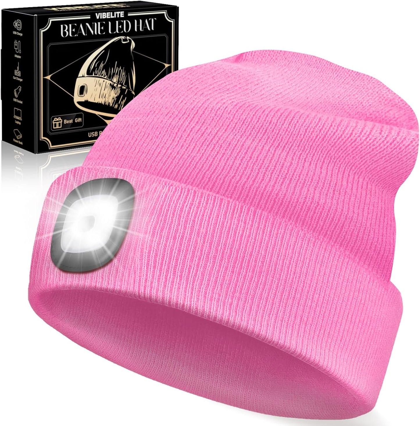 Gorro LED linterna recargable USB senderismo
