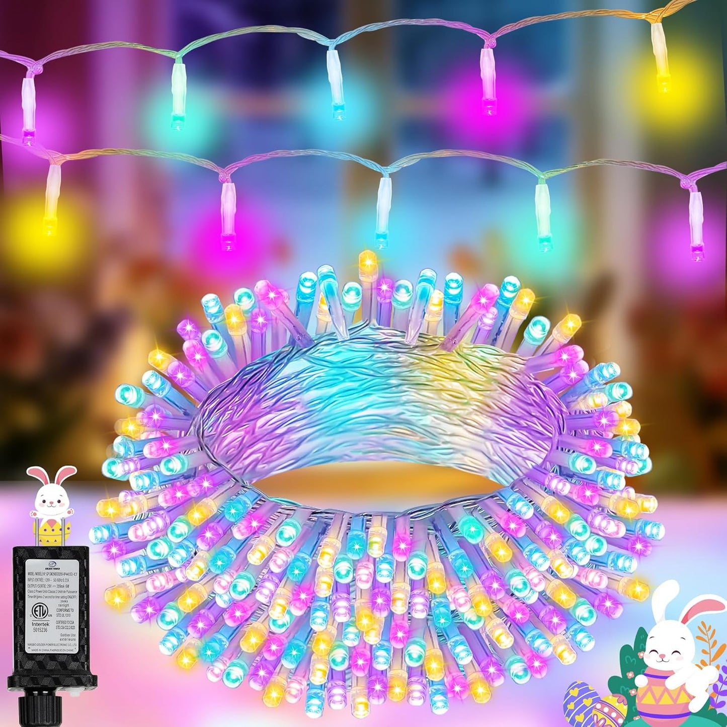Guirnalda Luces Pascua 100 LED 33pies Color Pastel Exteriores