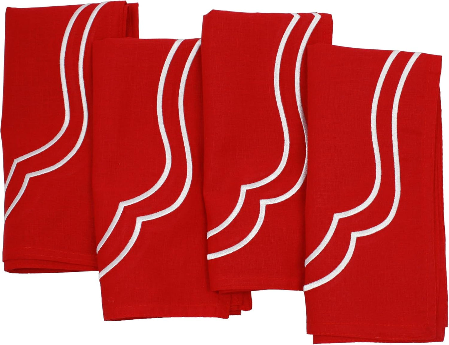 Set 4 Servilletas Lino Algodón 20x20pulg Color Rojo