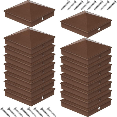 16 Pzas Tapas poste valla aluminio pirámide 3.5x3.5pulg