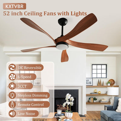 Ventilador techo 52pulg luces 6 vel CC reversibles control remoto