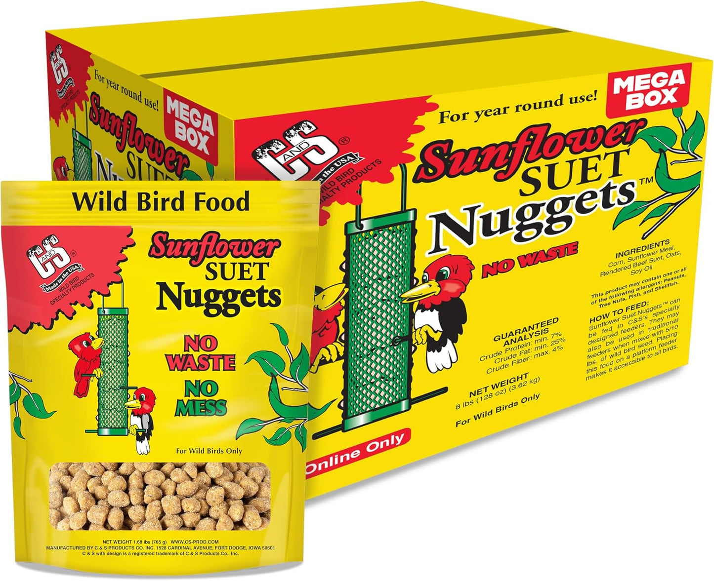 Nuggets sebo girasol alimento aves carpinteros 8lb