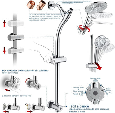 Cabezal ducha doble 7.5" desviador 3 vías