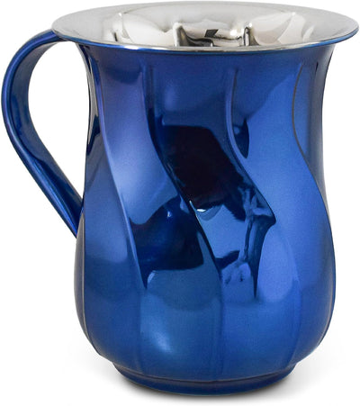 Vaso Netilat Yadayim decorativo 5.25pulg azul metálico