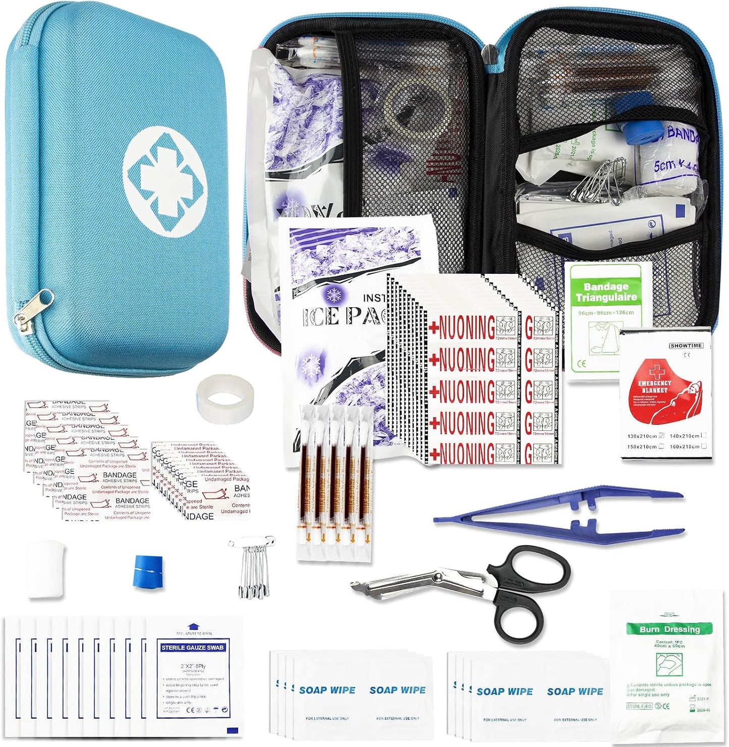 Kit primeros auxilios supervivencia auto-hogar 273 pzas azul