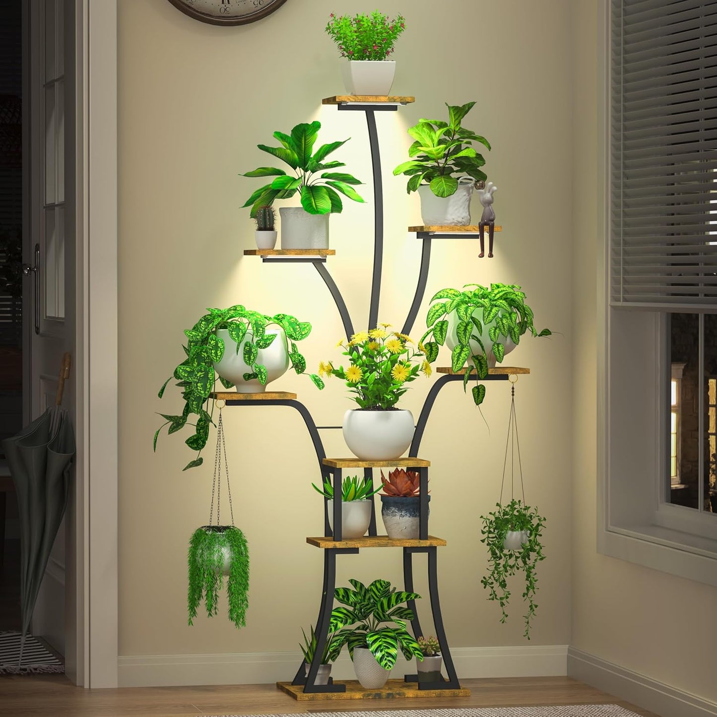 Soporte plantas 64pulg 8 niveles luces forma arbol