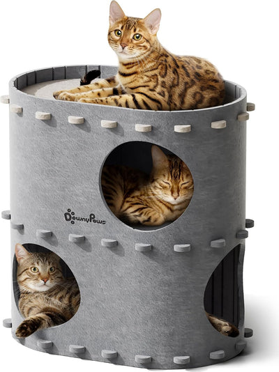 Casa para gatos plegable 2 pisos fieltro resistente