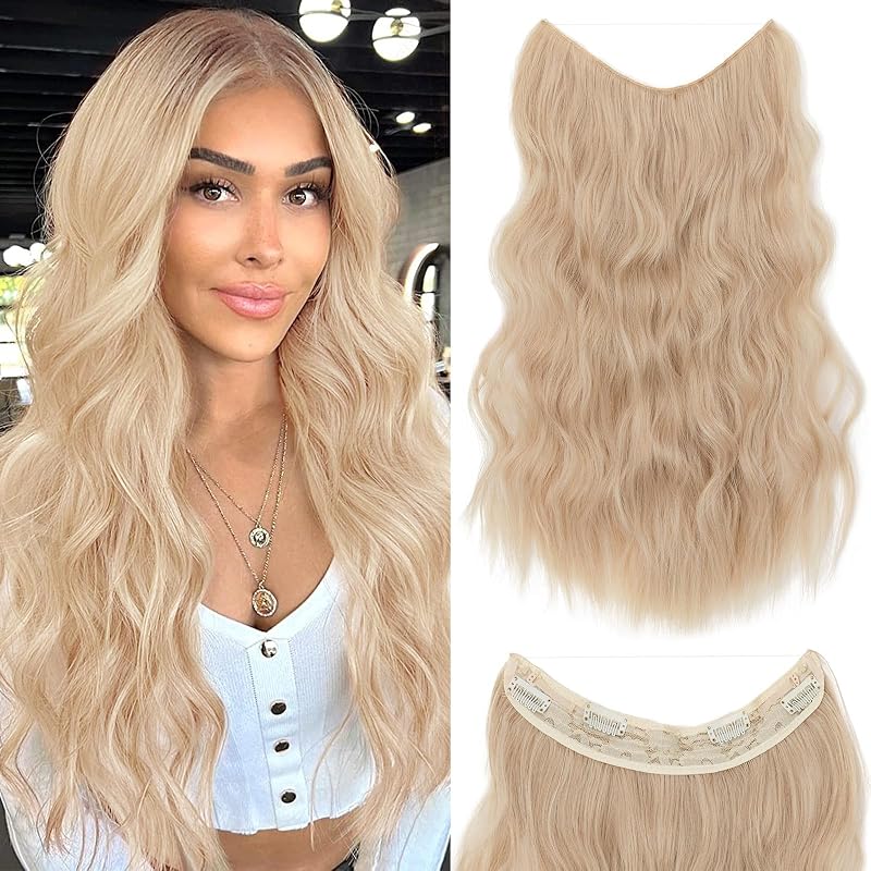 Extensiones cabello alambre invisible 24pulg diadema transparente
