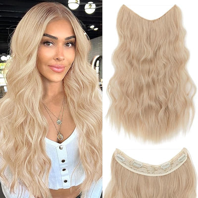 Extensiones cabello alambre invisible 24pulg diadema transparente