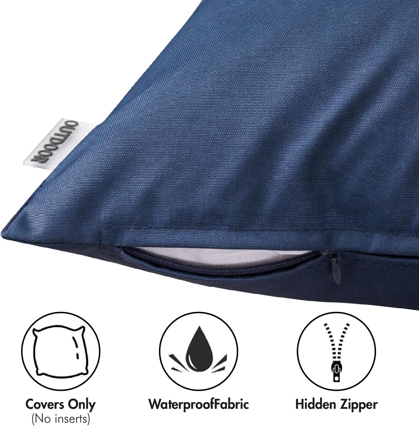 2 Pzas Fundas Almohada Exteriores Impermeables 16x16" Azul
